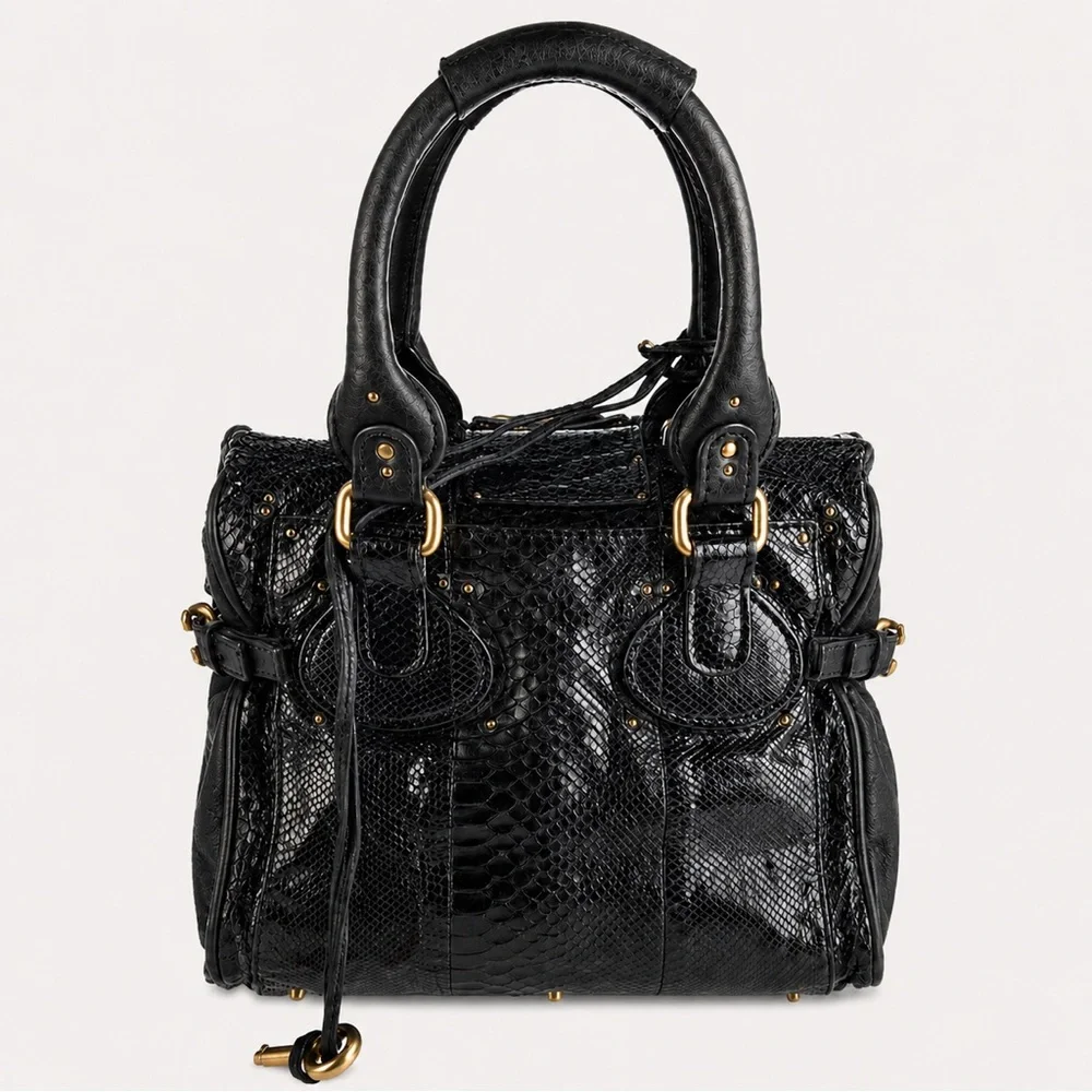 CHLOE PADDINGTON Mini Black Leather Satchel with LOCK & KEY